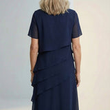 Elarisse | Ruffle Midi Dress Flowing Timeless Comfort Elegance
