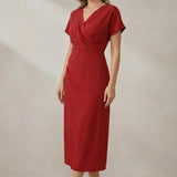 Almira | Casual V Neck Midi Dress
