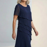 Elarisse | Ruffle Midi Dress Flowing Timeless Comfort Elegance