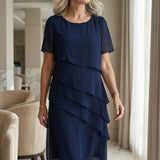 Elarisse | Ruffle Midi Dress Flowing Timeless Comfort Elegance