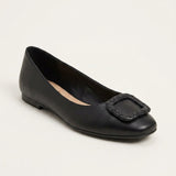 Women's Cushioned Faux Leather Ballerina Flats