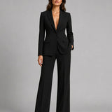 Women's Tailored Blazer and Wide-Leg Trouser Set