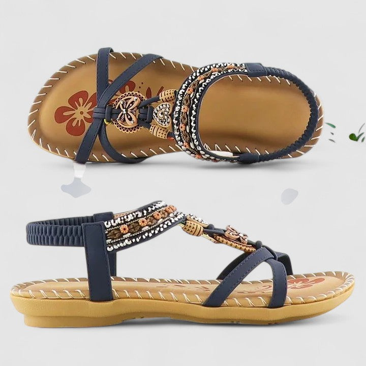 Bohemian Beaded T-Strap Sandals