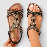 Bohemian Beaded T-Strap Sandals