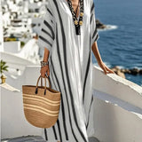 Striped V-Neck Maxi Dress