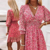 Floral V-Neck Ruffle Mini Dress