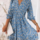 Floral V-Neck Ruffle Mini Dress