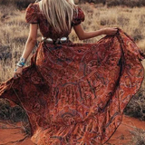 Printed V-Neck High Slit Maxi Dress