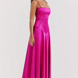 Strapless Satin Maxi Dress