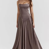 Strapless Satin Maxi Dress