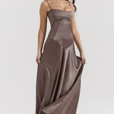 Strapless Satin Maxi Dress
