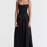Strapless Satin Maxi Dress