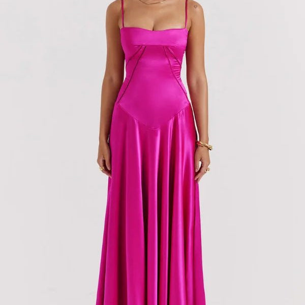Strapless Satin Maxi Dress