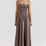 Strapless Satin Maxi Dress