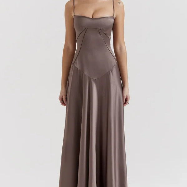 Strapless Satin Maxi Dress