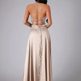 Strapless High Slit Maxi Dress