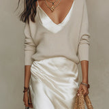 Satin V-Neck Maxi Dress