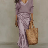 Satin V-Neck Maxi Dress