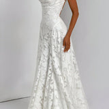 Strapless Lace Maxi Evening Dress