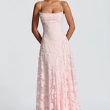Strapless Lace Maxi Evening Dress