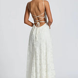 Strapless Lace Maxi Evening Dress