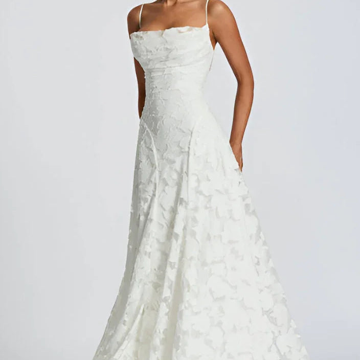 Strapless Lace Maxi Evening Dress
