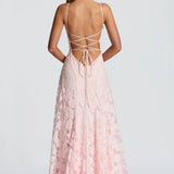 Strapless Lace Maxi Evening Dress