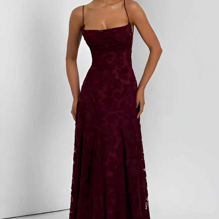 Strapless Lace Maxi Evening Dress
