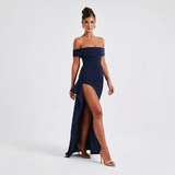 Off Shoulder Split Maxi Dress