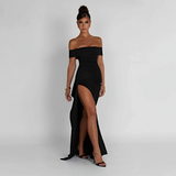 Off Shoulder Split Maxi Dress
