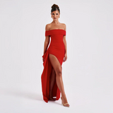 Off Shoulder Split Maxi Dress