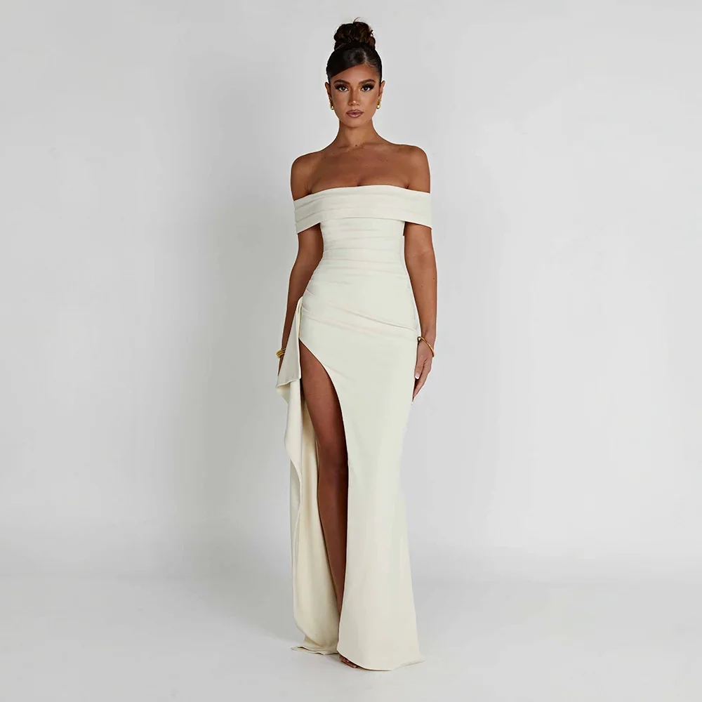 Off Shoulder Split Maxi Dress