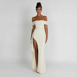 Off Shoulder Split Maxi Dress