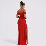 Off Shoulder Split Maxi Dress
