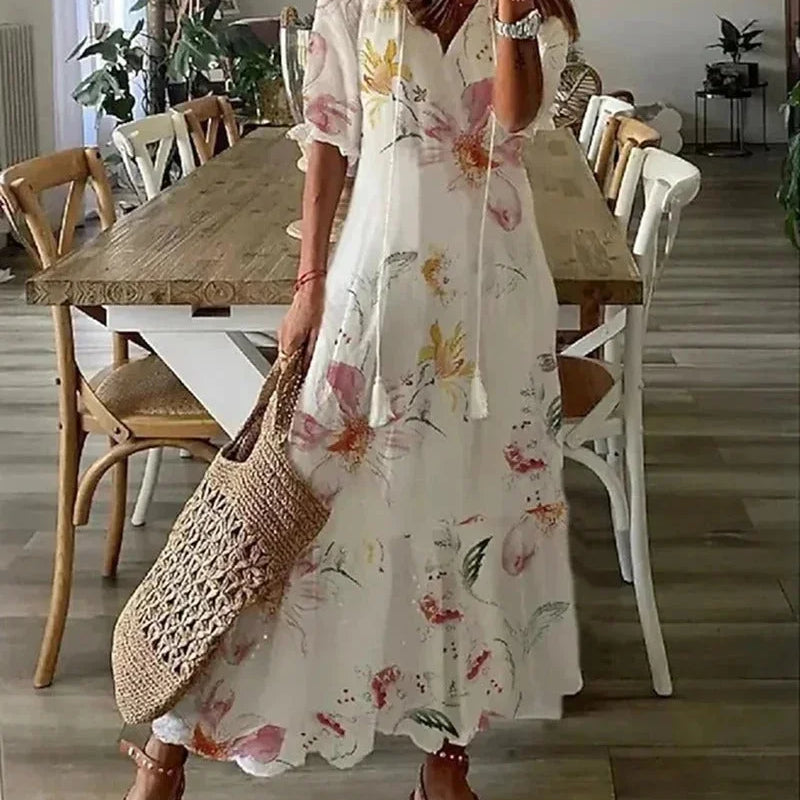 Floral Button Front Midi Dress
