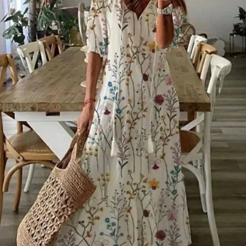Floral Button Front Midi Dress
