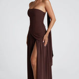 Women's Halterneck Maxi Dress with High Slit
