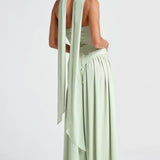 Strapless Colour Block High Slit Maxi Dress