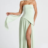 Women's Halterneck Maxi Dress with High Slit