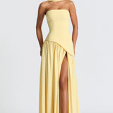 Strapless Colour Block High Slit Maxi Dress