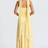 Strapless Colour Block High Slit Maxi Dress