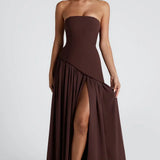 Women's Halterneck Maxi Dress with High Slit