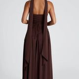 Strapless Colour Block High Slit Maxi Dress