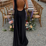 High Neck Open Back Maxi Evening Dress