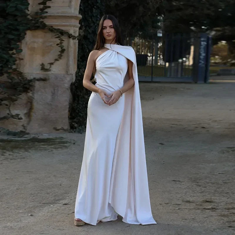 High Neck Open Back Maxi Evening Dress