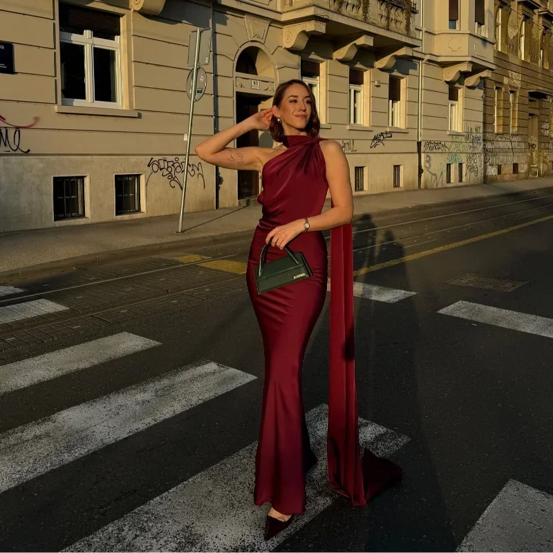 High Neck Open Back Maxi Evening Dress
