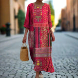 Printed Round Neck Maxi Dress