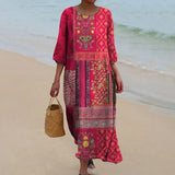 Printed Round Neck Maxi Dress
