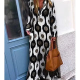 Geometric Print Long Sleeve Maxi Dress