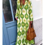 Geometric Print Long Sleeve Maxi Dress